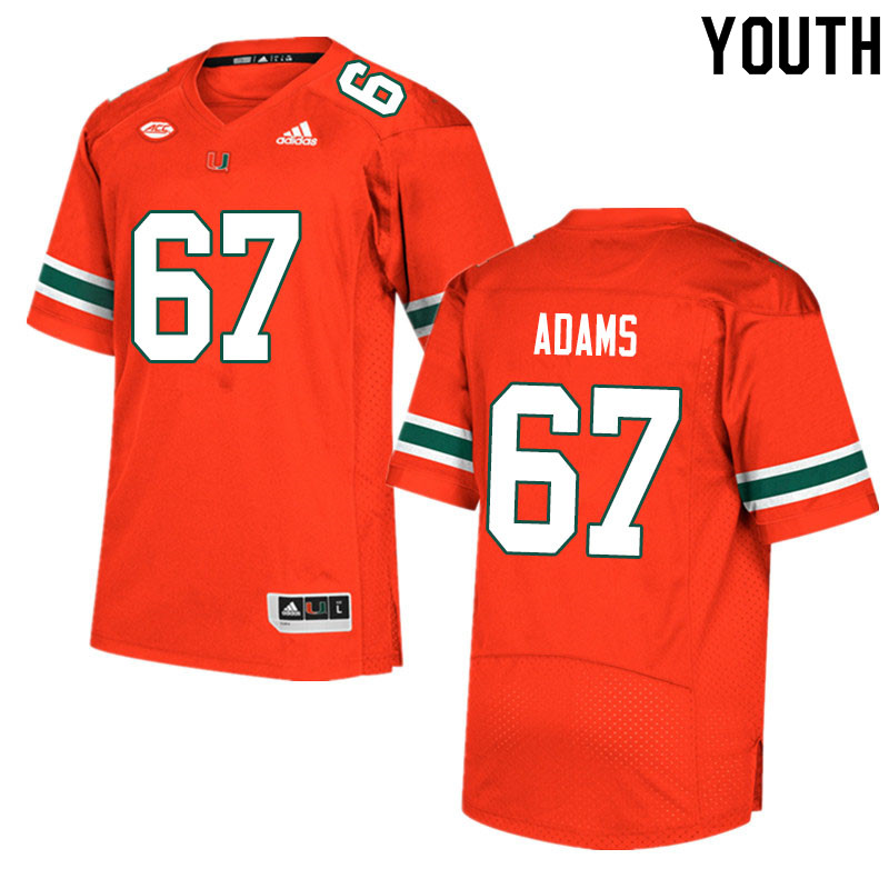 Youth #67 Gavin Adams Miami Hurricanes College Football Jerseys Sale-Orange - Click Image to Close